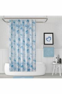 Banyo Perdesi 1x110x200 Tek Kanat Duş Perdesi Halka Hediyeli Ve Çamaşır Makina Örtüsü 7085