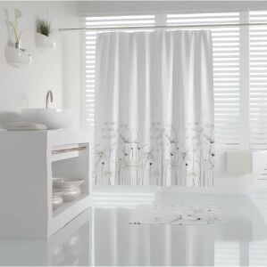 Banyo Paspas Ve Tek Kanat Duş Perdesi 1x180x200 Set Banyo Halısı 8441