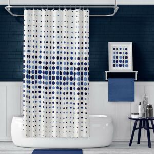 Banyo Perdesi 2x110x200 Çift Kanat Duş Perdesi Halka Hediyeli Duşakabin Perdesi 4961 Mavi