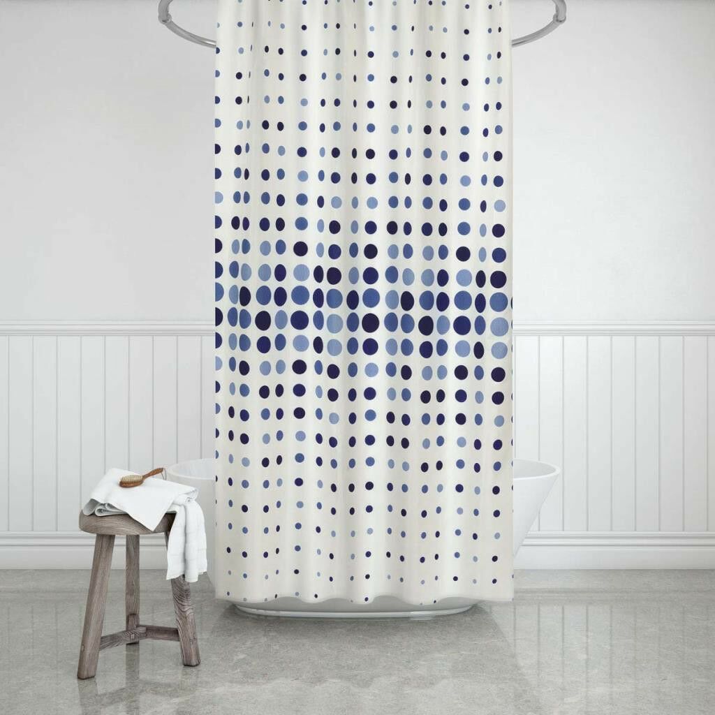 Banyo Perdesi 2x110x200 Çift Kanat Duş Perdesi Halka Hediyeli Duşakabin Perdesi 4961 Mavi