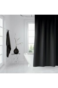 Zethome Banyo Perdesi Siyah Duş Perdesi 180x200 Perde Borusu Askı Aparatı 120x200 Hediyeli Siyah