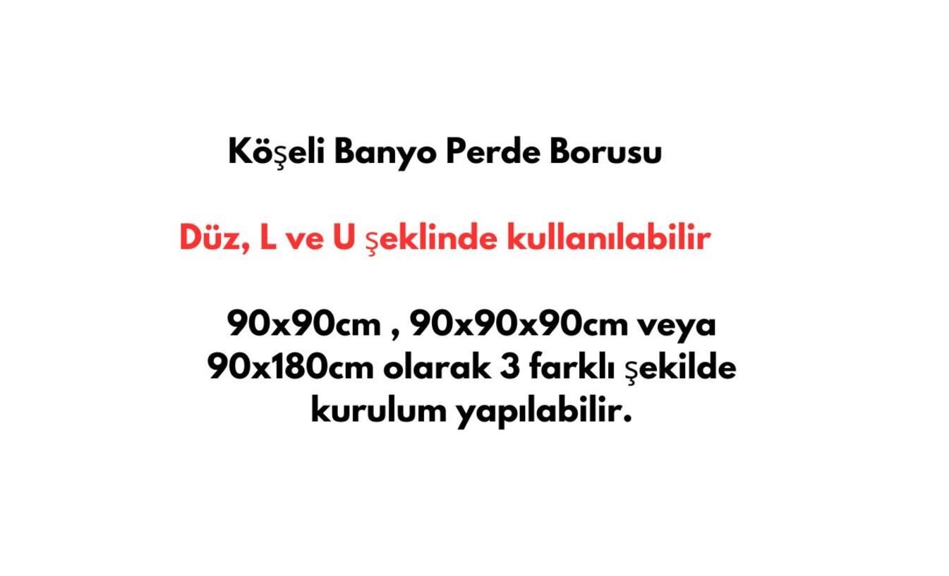 Banyo Perde Borusu Köşe Boru 90x3 Siyah Duş Perde Borusu Perde Askısı Duş Borusu Metal