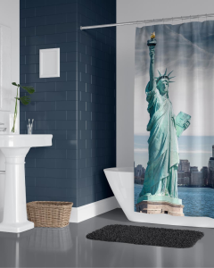 Banyo Perdesi 1x180x200 Tek Kanat Duş Perdesi Halka Hediyeli Duşakabin Perdesi New York