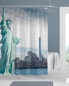 Banyo Perdesi 1x180x200 Tek Kanat Duş Perdesi Halka Hediyeli Duşakabin Perdesi New York