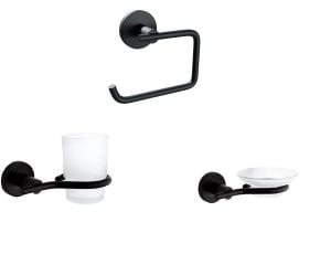 Nero Siyah 3 Parça Paslanmaz Duvara Monte Kağıtlık-Sabunluk-Diş Fırçalık Seti