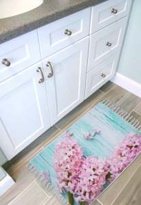 Banyo Paspas Ve Tek Kanat Duş Perdesi 1x180x200 Set Banyo Halısı Lilac