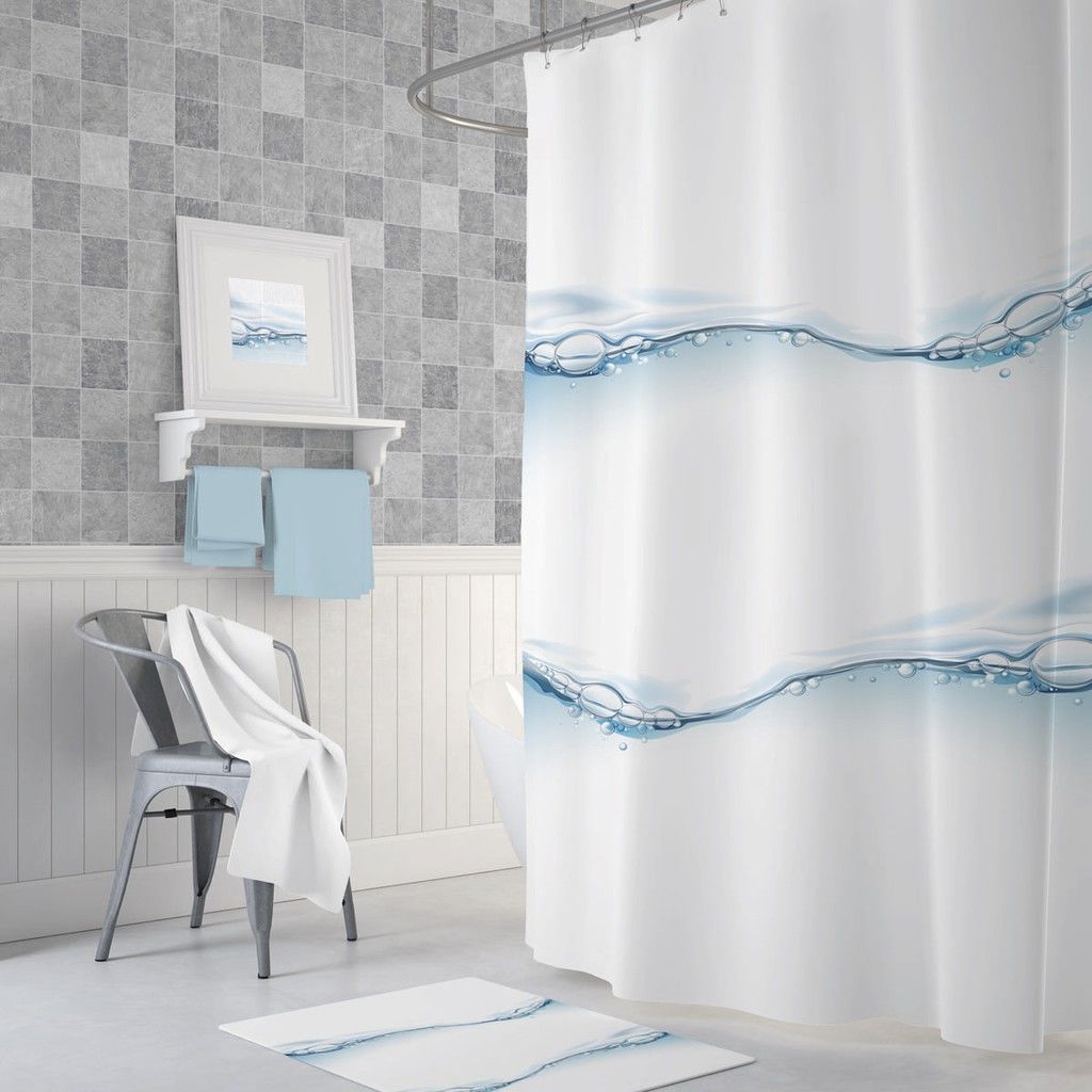 Zethome Tropik Waterdrop Banyo Duş Perdesi Tek Kanat 1x180x200