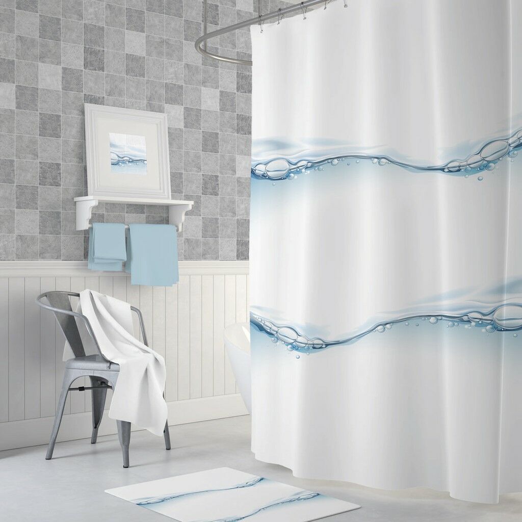 Banyo Perdesi 1x180x200 Tek Kanat Duş Perdesi Halka Hediyeli Duşakabin Perdesi Waterdrop