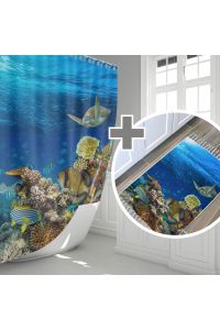 Zethome Aquarium Banyo Paspas Ve Tek Kanat Duş Perdesi 1x180x200 Set