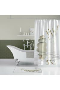 Banyo Paspas Ve Tek Kanat Duş Perdesi 1x180x200 Set Banyo Halısı Stone And Reed
