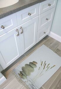Banyo Paspas Ve Tek Kanat Duş Perdesi 1x240x200 Set Banyo Halısı Stone And Reed
