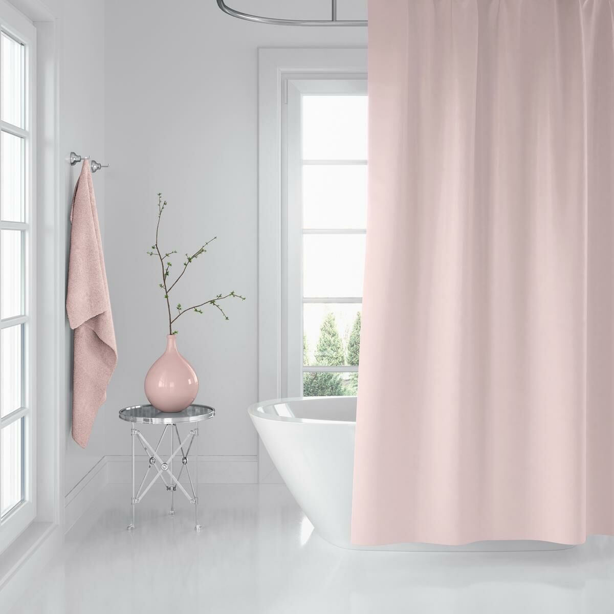 Banyo Perdesi 1x120x200 Tek Kanat Duş Perdesi Halka Hediyeli Duşakabin Perdesi 0010 Pudra