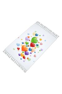 Banyo Paspas Ve Tek Kanat Duş Perdesi 1x180x200 Set Banyo Halısı Heart Ballons