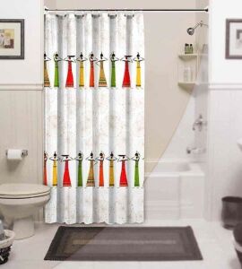 Banyo Paspas Ve Tek Kanat Duş Perdesi 1x120x200 Set Banyo Halısı Africa