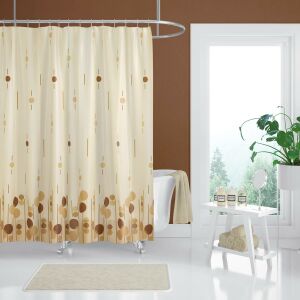 Banyo Perdesi 1x120x200 Tek Kanat Duş Perdesi Halka Hediyeli Duşakabin Perdesi 6022 Kahverengi