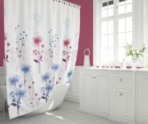 Banyo Perdesi 1x180x200 Tek Kanat Duş Perdesi Halka Hediyeli Duşakabin Perdesi 8747