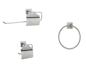 Yapışkanlı Banyo Seti 3 Parça Solo Havluluk Yuvarlak Havluluk Kapaklı Kağıtlık