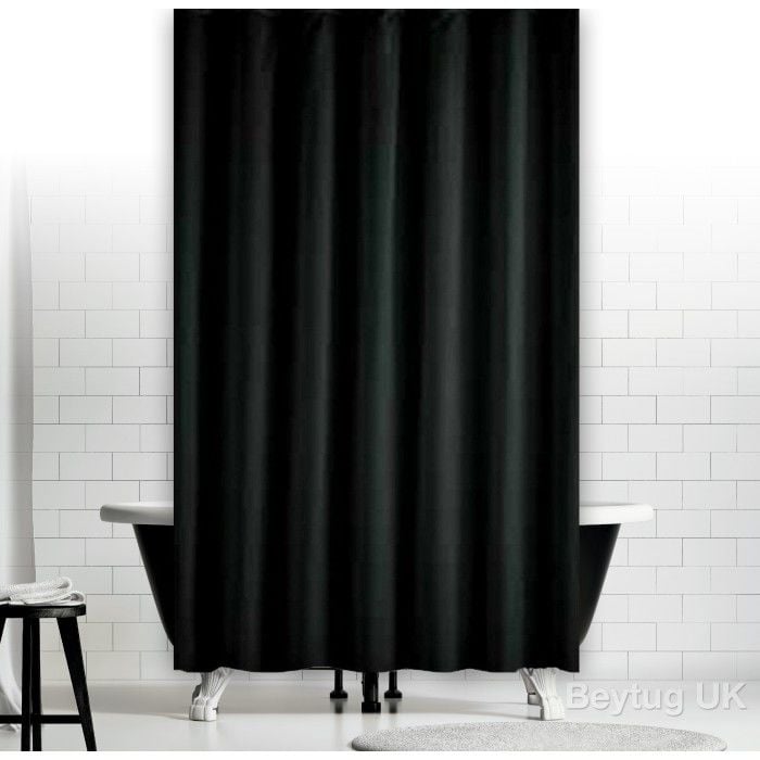 Banyo Perdesi 2x120x200 Çift Kanat Duş Perdesi Halka Hediyeli Duşakabin Perdesi 0010 Siyah