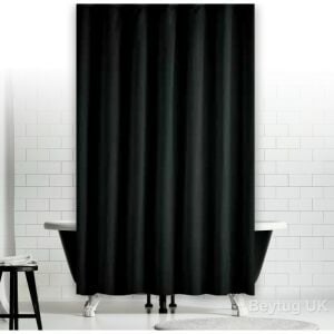 Banyo Perdesi 2x120x200 Çift Kanat Duş Perdesi Halka Hediyeli Duşakabin Perdesi 0010 Siyah