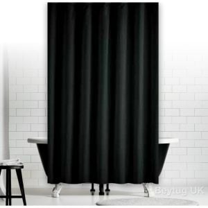Banyo Perdesi 2x120x200 Çift Kanat Duş Perdesi Halka Hediyeli Duşakabin Perdesi 0010 Siyah