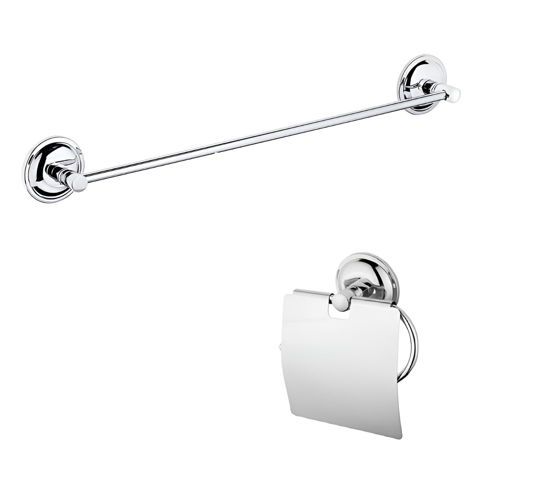 Paslanmaz Duvara Monte Uzun Havluluk Ve Kapaklı Kağıtlık Seti