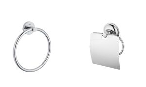 Zethome Paslanmaz Duvara Monte Yuvarlak Havluluk Ve Kapaklı Kağıtlık Seti