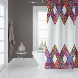 Banyo Perdesi 2x120x200 Çift Kanat Duş Perdesi Halka Hediyeli Duşakabin Perdesi 10149