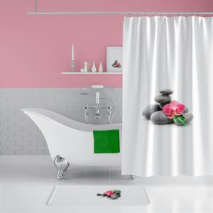 Banyo Paspas Ve Tek Kanat Duş Perdesi 1x180x200 Set Banyo Halısı Spa