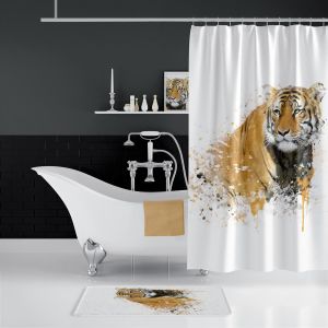Banyo Paspas Ve Tek Kanat Duş Perdesi 1x180x200 Set Banyo Halısı Tiger