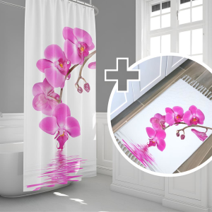 Zethome Orchid Banyo Paspas Ve Tek Kanat Duş Perdesi 1x120x200 Set