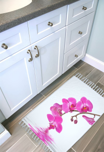 Banyo Paspas Ve Tek Kanat Duş Perdesi 1x120x200 Set Banyo Halısı Orchid
