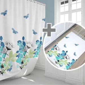 Banyo Paspas Ve Tek Kanat Duş Perdesi 1x180x200 Set Banyo Halısı Spring
