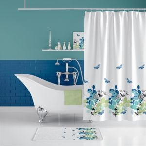 Banyo Paspas Ve Tek Kanat Duş Perdesi 1x180x200 Set Banyo Halısı Spring