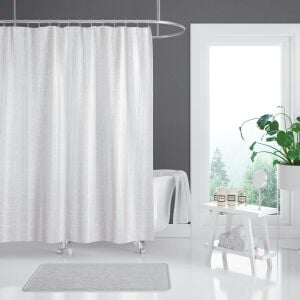 Banyo Perdesi 2x120x200 Çift Kanat Duş Perdesi Halka Hediyeli 3182