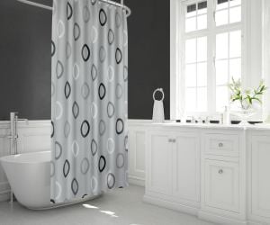 Banyo Perdesi 1x180x200 Tek Kanat Duş Perdesi Halka Hediyeli Duşakabin Perdesi 5033 Gri