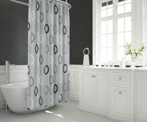 Banyo Perdesi 1x180x200 Tek Kanat Duş Perdesi Halka Hediyeli Duşakabin Perdesi 5033 Gri