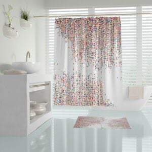 Banyo Perdesi 1x180x200 Tek Kanat Duş Perdesi Halka Hediyeli Duşakabin Perdesi Dotted