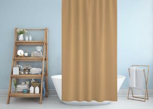 Banyo Perdesi 2x120x200 Çift Kanat Duş Perdesi Halka Hediyeli Duşakabin Perdesi 0010 Bej