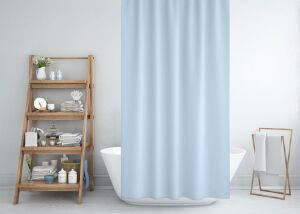 Banyo Perdesi 2x120x200 Çift Kanat Duş Perdesi Halka Hediyeli Duşakabin Perdesi 0010 Mavi