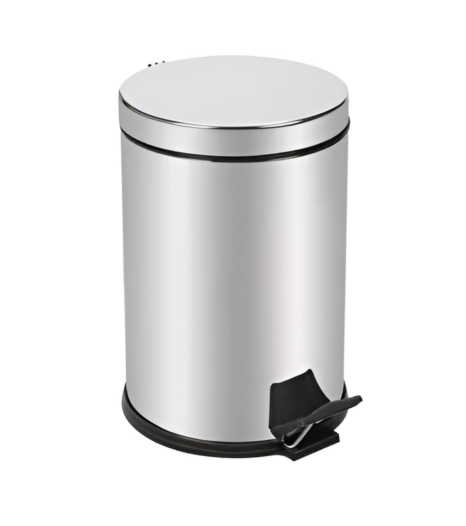 Zethome Paslanmaz Pedallı Çöp Kovası Krom 5 LT