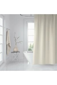 Banyo Perdesi Seti Krem 120x200 Duş Perdesi , 90x130 Banyo Perde Borusu Beyaz Askı Aparatı Hediyeli 0010