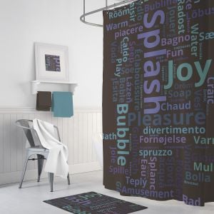Banyo Perdesi 1x180x200 Tek Kanat Duş Perdesi Halka Hediyeli Duşakabin Perdesi World Cloud