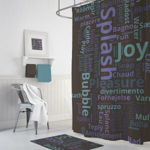 Banyo Perdesi 1x180x200 Tek Kanat Duş Perdesi Halka Hediyeli Duşakabin Perdesi World Cloud