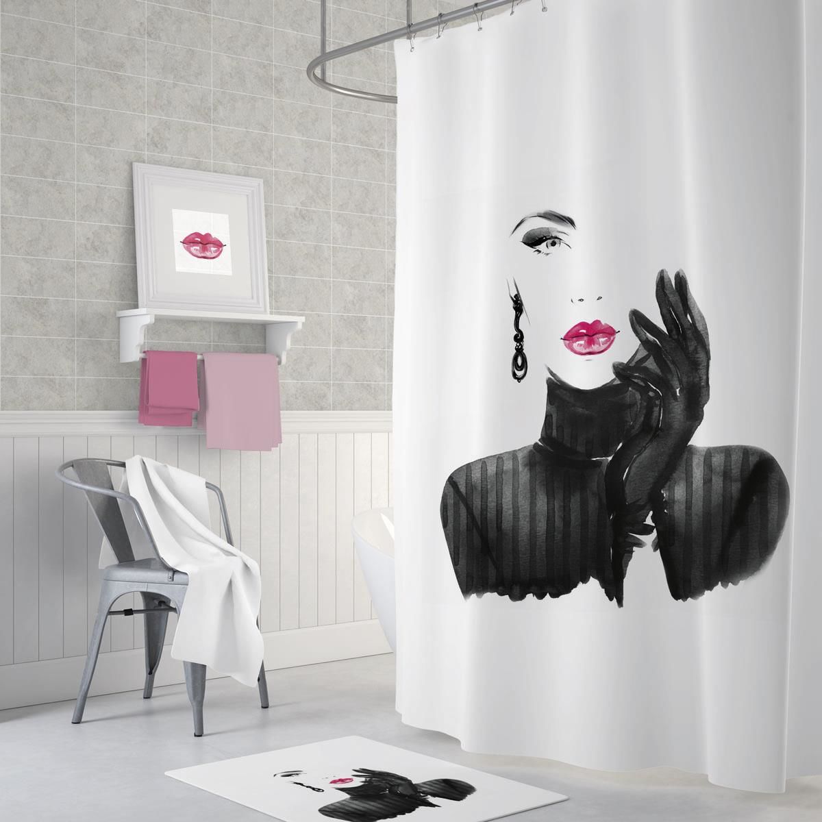 Banyo Perdesi 1x180x200 Tek Kanat Duş Perdesi Halka Hediyeli Duşakabin Perdesi Pretty