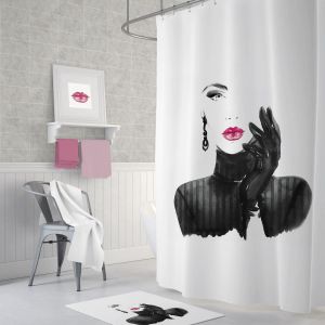 Banyo Perdesi 1x180x200 Tek Kanat Duş Perdesi Halka Hediyeli Duşakabin Perdesi Pretty