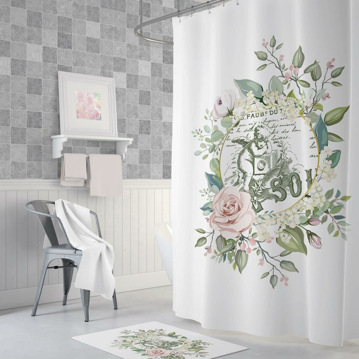 Banyo Perdesi 1x180x200 Tek Kanat Duş Perdesi Halka Hediyeli Duşakabin Perdesi Angel