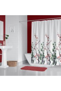 Zethome Banyo Duş Perdesi 7766 180x200 Perde Borusu Askı Aparatı 120x200 Hediyeli