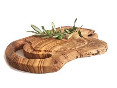 Zethome Zeytin Ağacı Ahşap Doğal Formlu Oluklu, Oluklu Steak Tahtası