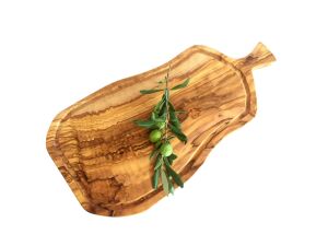 Zethome Zeytin Ağacı Ahşap Doğal Formlu Saplı Oluklu Steak Tahtası