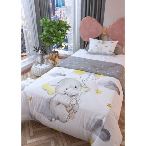Zethome Balonlu Uçan Fil Çift Taraflı Çocuk Nevresim Takımı 160x220 cm